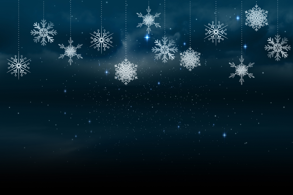 Digitally generated Snowflakes hanging against blue background-1