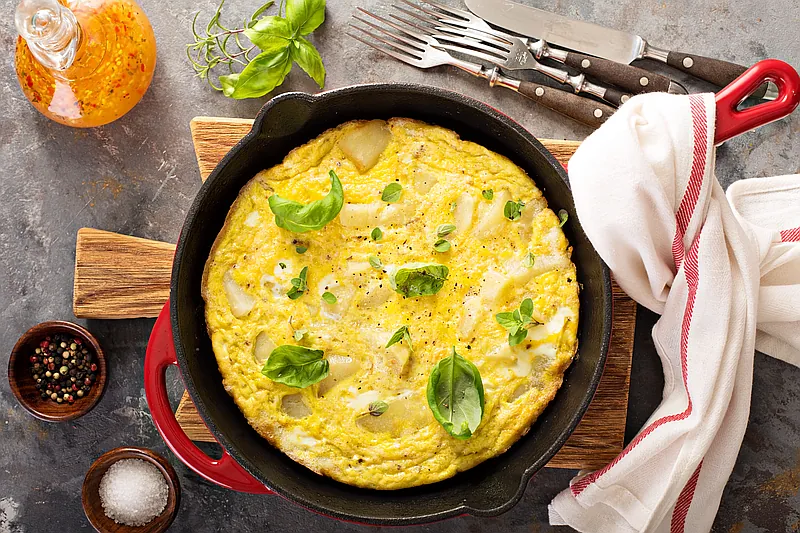 Aardappel frittata met zuurkool en ei